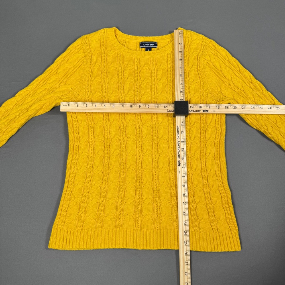 Lands' End Sweater Yellow Women's Medium 100% Cotton Excellent - Picture 4 of 9